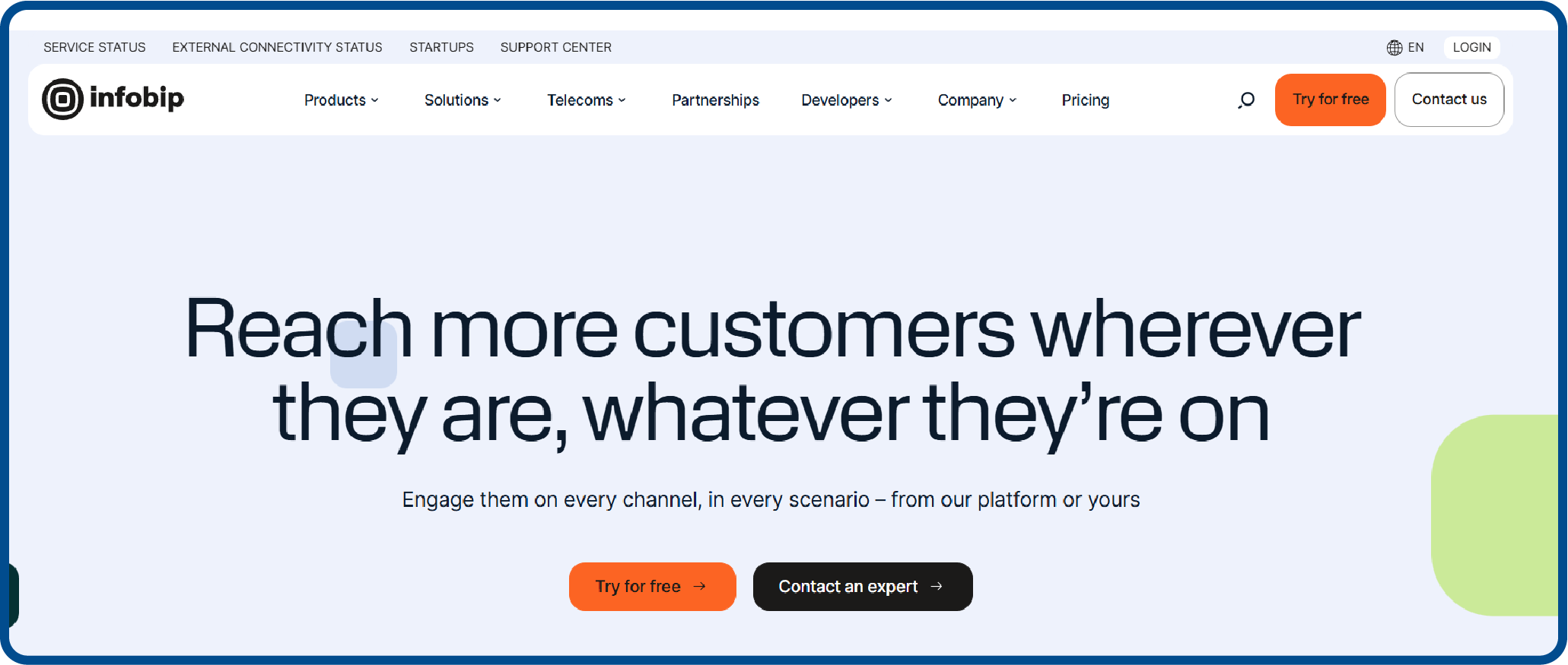 Infobip website homepage view