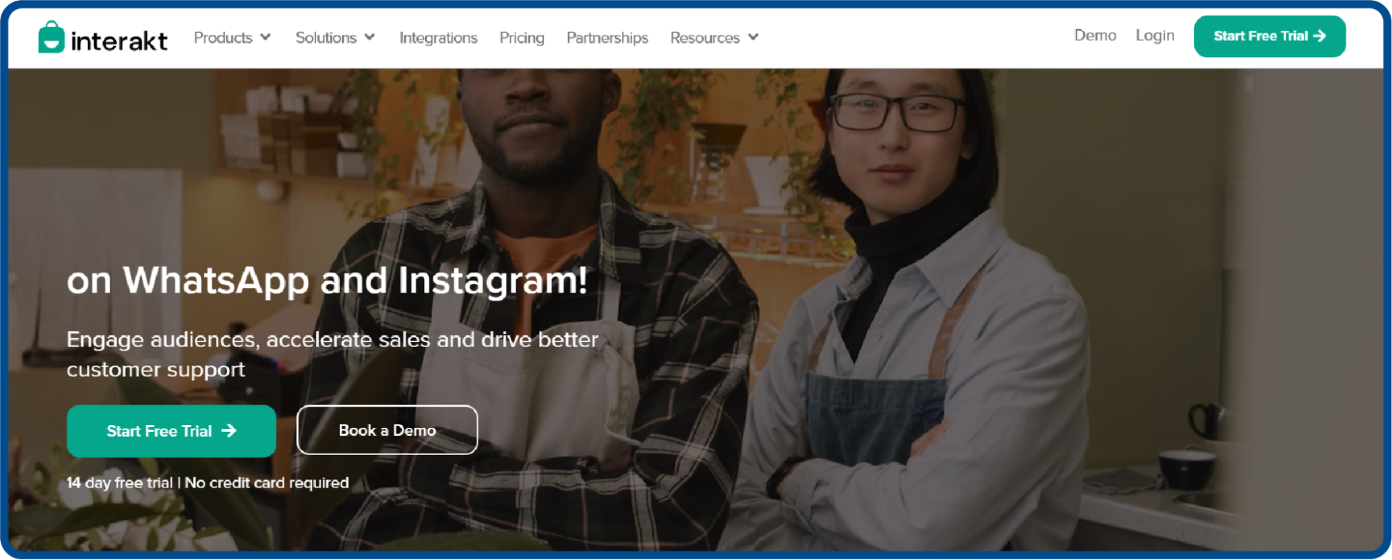Interakt website screenshot showing home page