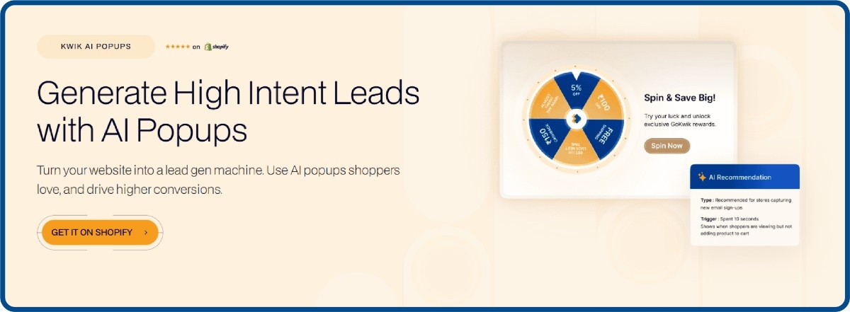 Kwik AI Popups are the most advanced lead gen popups