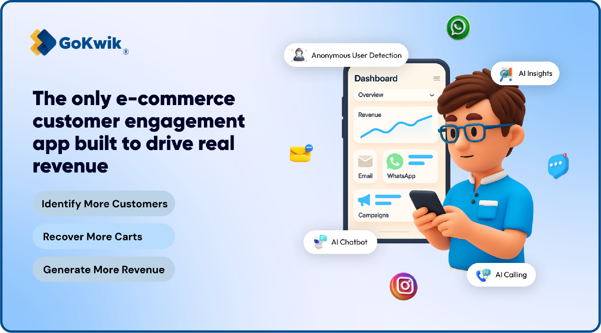 Kwik Engage website showing its key benefits