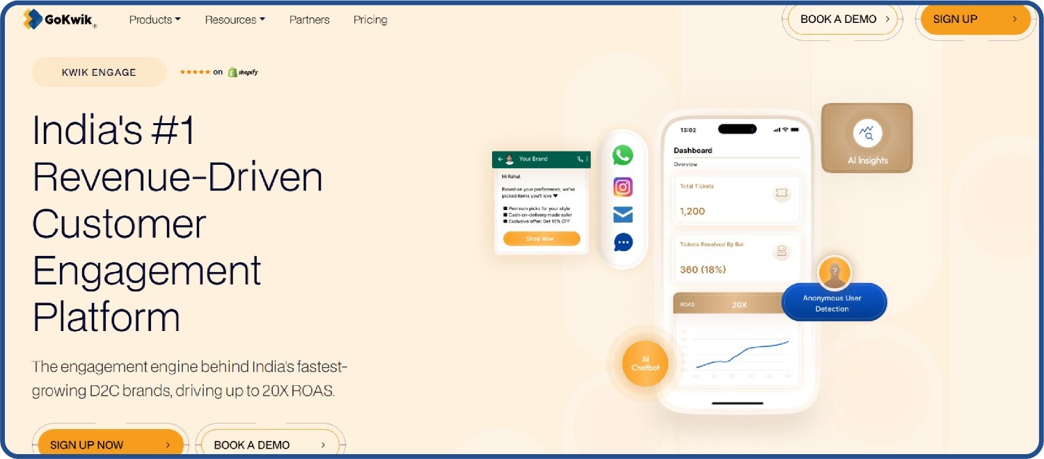 Kwik Engage AI chatbot for e-commerce drives WhatsApp cart recovery and COD verification