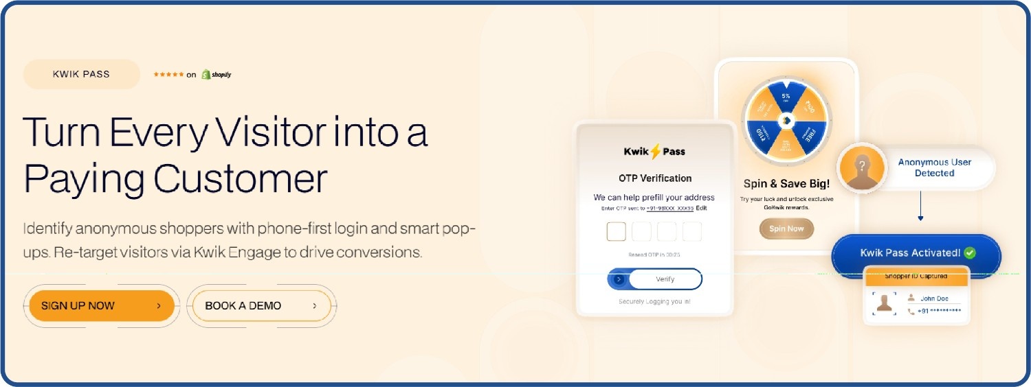 Kwik Pass for OTP login and retargeting for D2C ecommerce brands