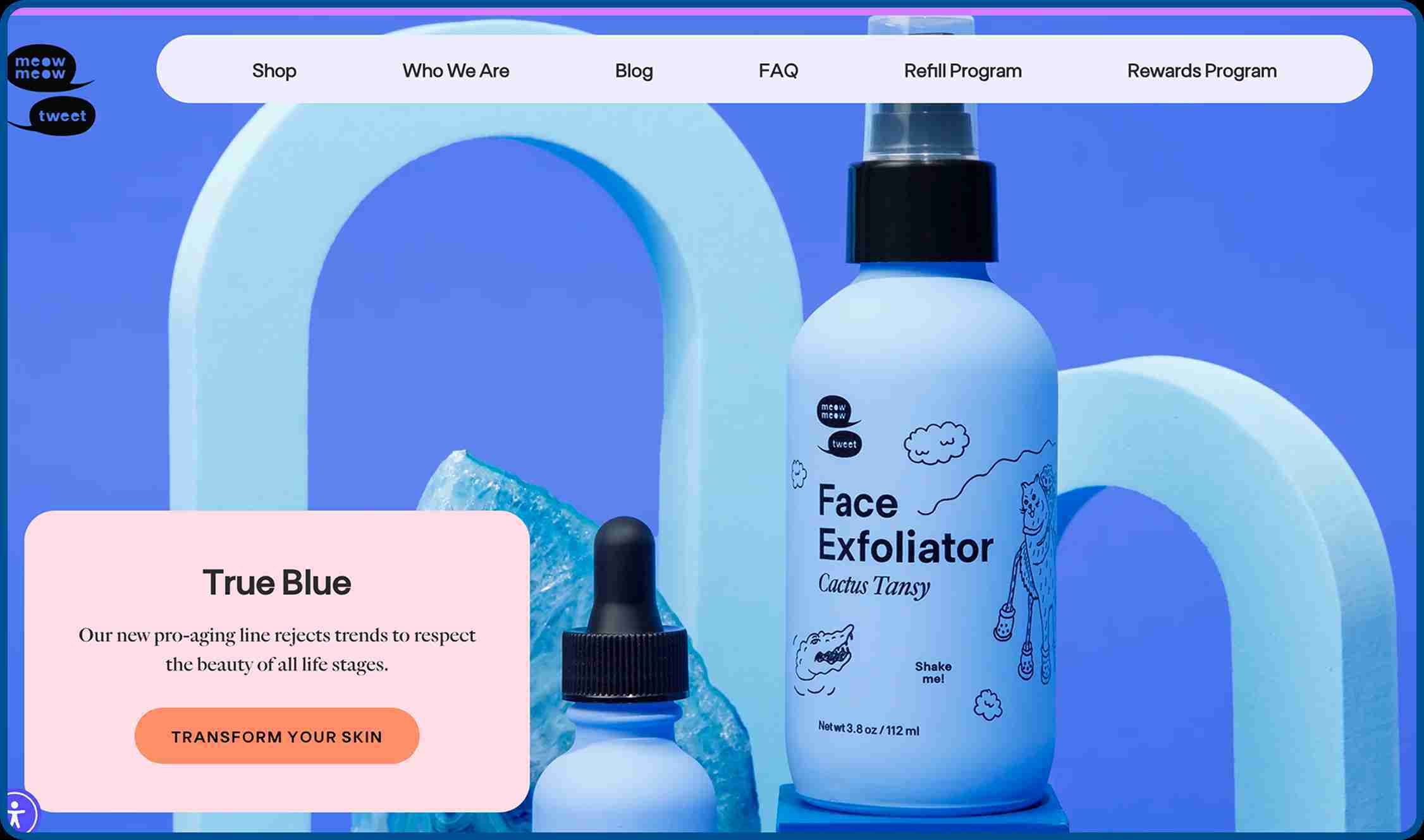 Meow Meow Tweet vegan cruelty-free skincare brand known for plastic-free packaging and illustrated branding