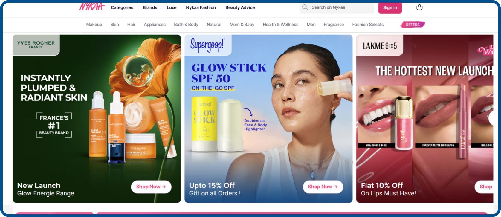 Nykaa beauty ecommerce product discovery page