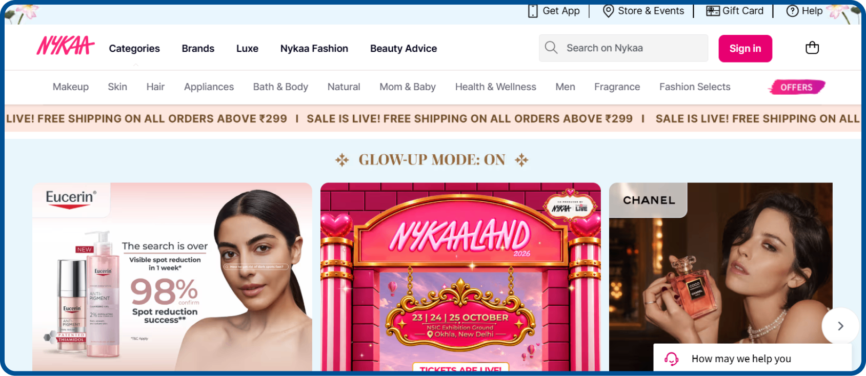 Nykaa homepage