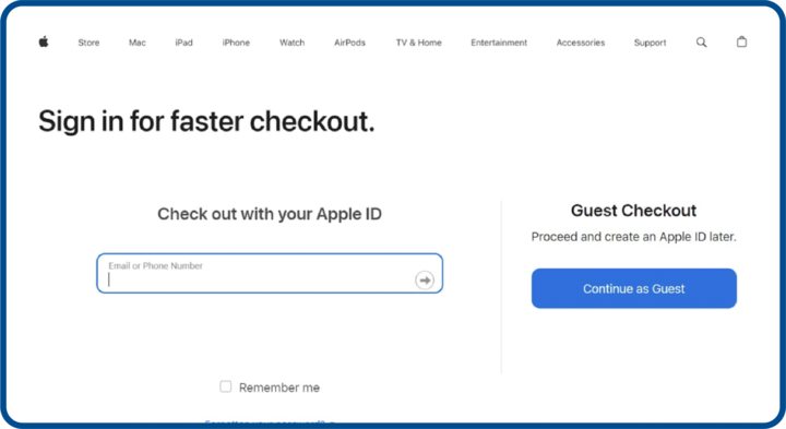 Seamless guest checkout process