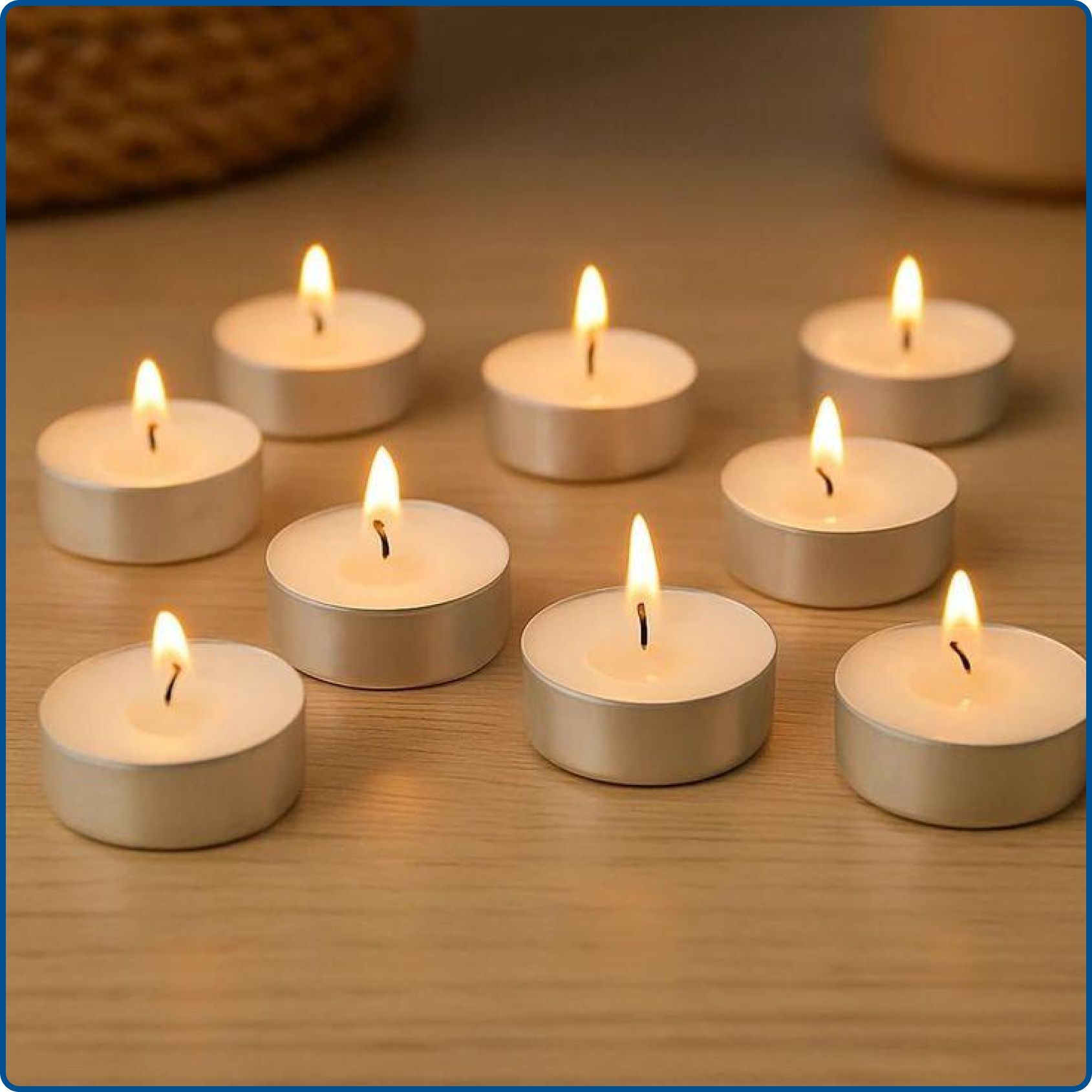 Tea light candles arranged for bulk festive gifting