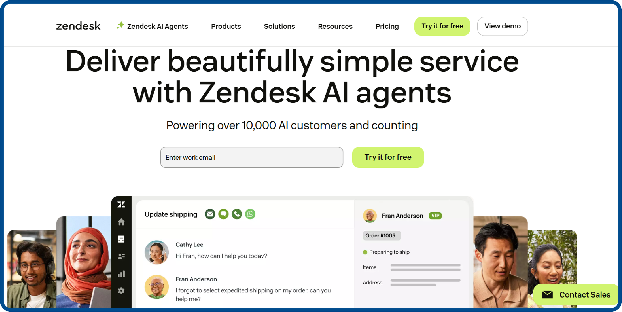 Website screenshot for Zendesk Suite