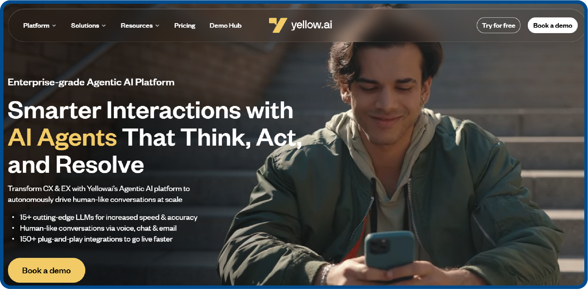 Homepage screenshot for Yellow.ai