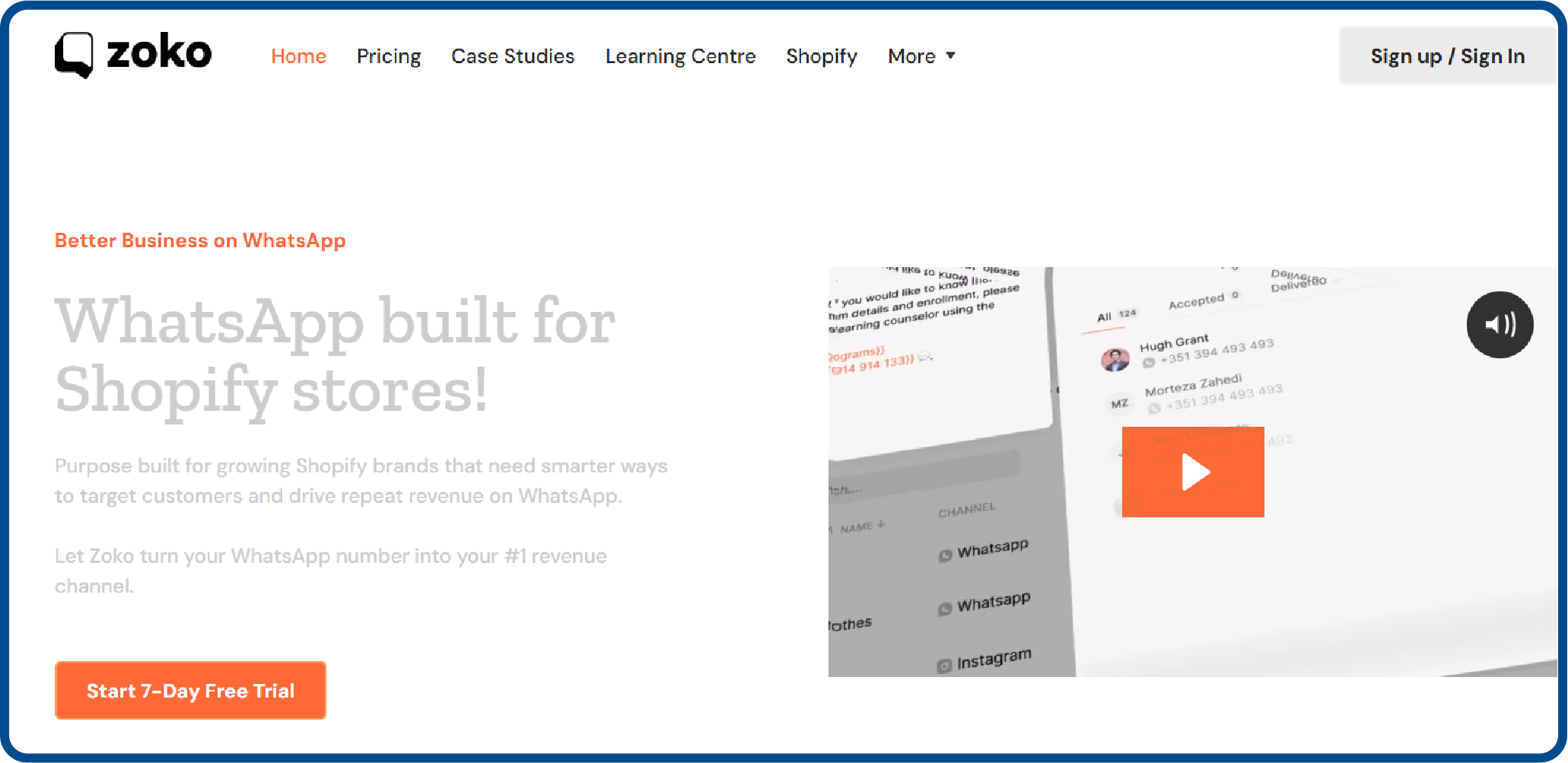 Zoko website homepage screenshot
